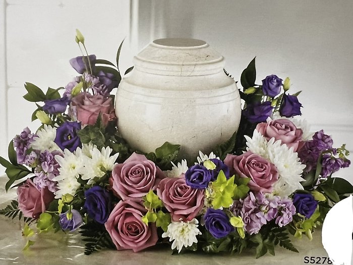 Purple, White and Green Urn Arrangment