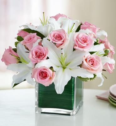 Modern Embrace⢠Pink Rose & Lily Cube