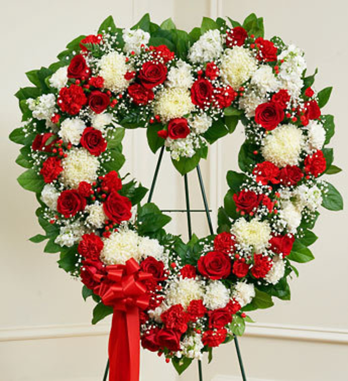 Red &amp; White Floral Heart Tribute