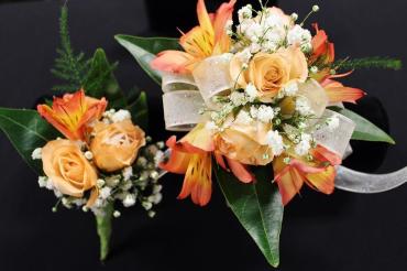 Peachy-Orange wrist corsage