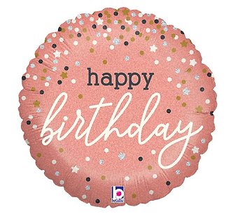 Happy Birthday - Pink Holographic Balloon