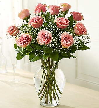 1 Dozen Long Stem Pink Roses