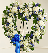 Blue &amp; White Floral Heart Tribute