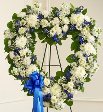Blue &amp; White Floral Heart Tribute