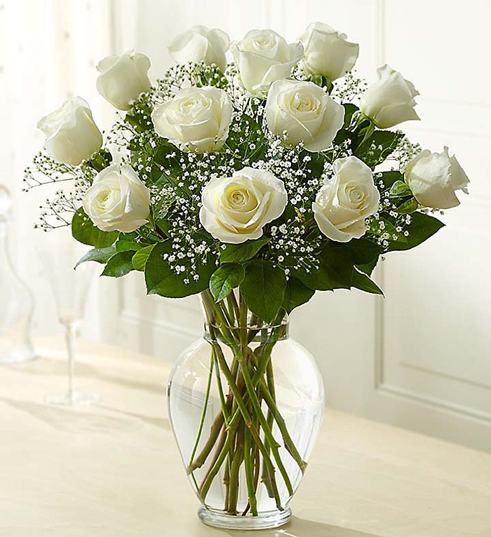 1 Dozen Long Stem White Roses