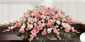 All Pink Casket Spray