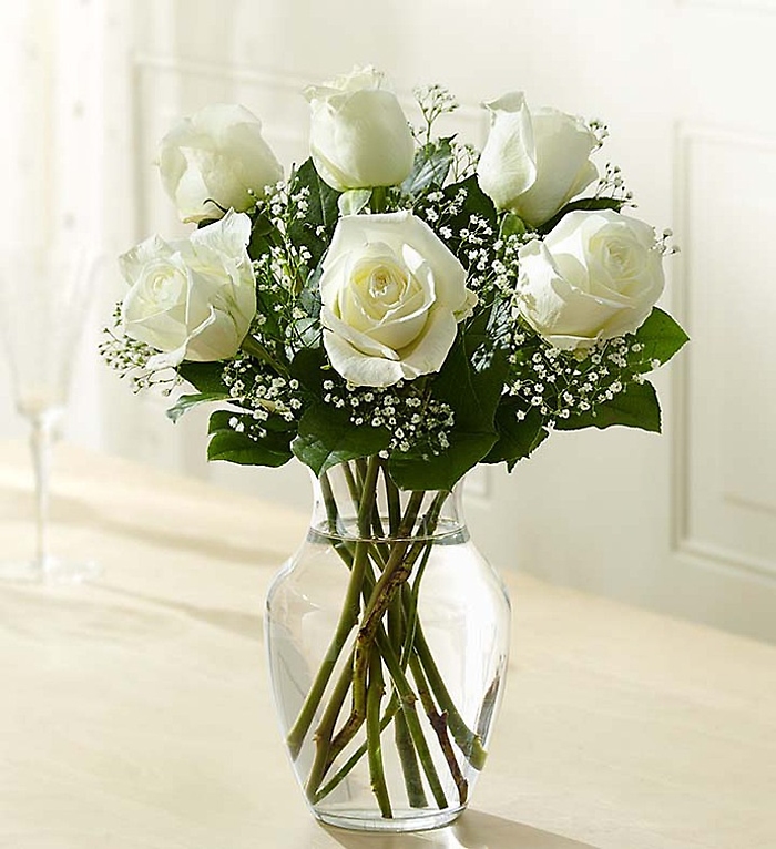 Half Dozen White Roses