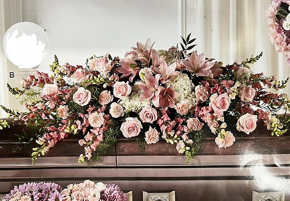 Pink and White Casket Spray