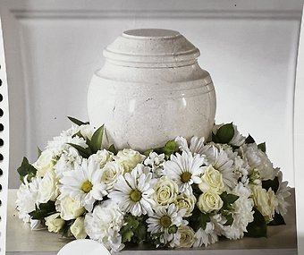 White and Green Urn Arrangement