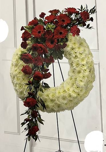 White and Red Standing Wreath