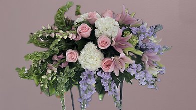 Purple, Whites, Pinks and Greens Casket Spray