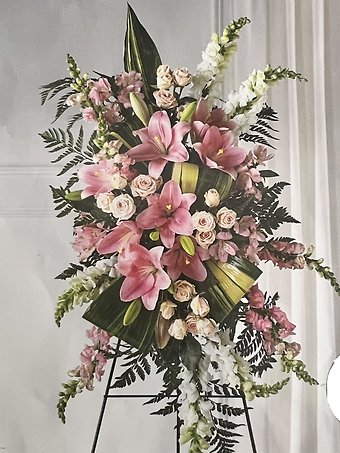 Pink, Green, and White Standing Spray