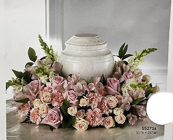 Pink, White and Green Urn Arrangement