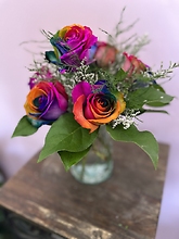One Dozen Rainbow Roses