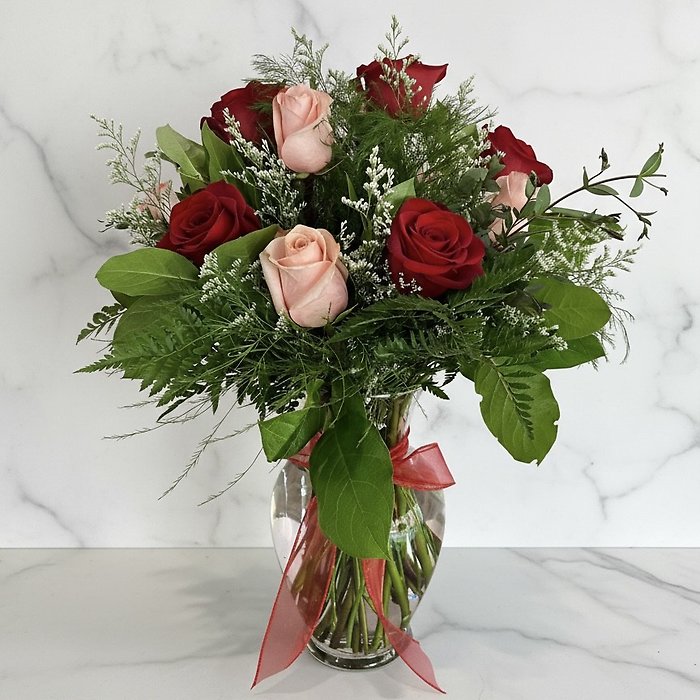 1 Dozen Pink and Red Rose Mix