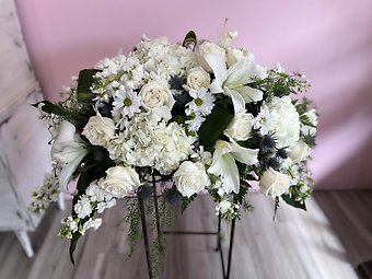 White and Green Casket Spray